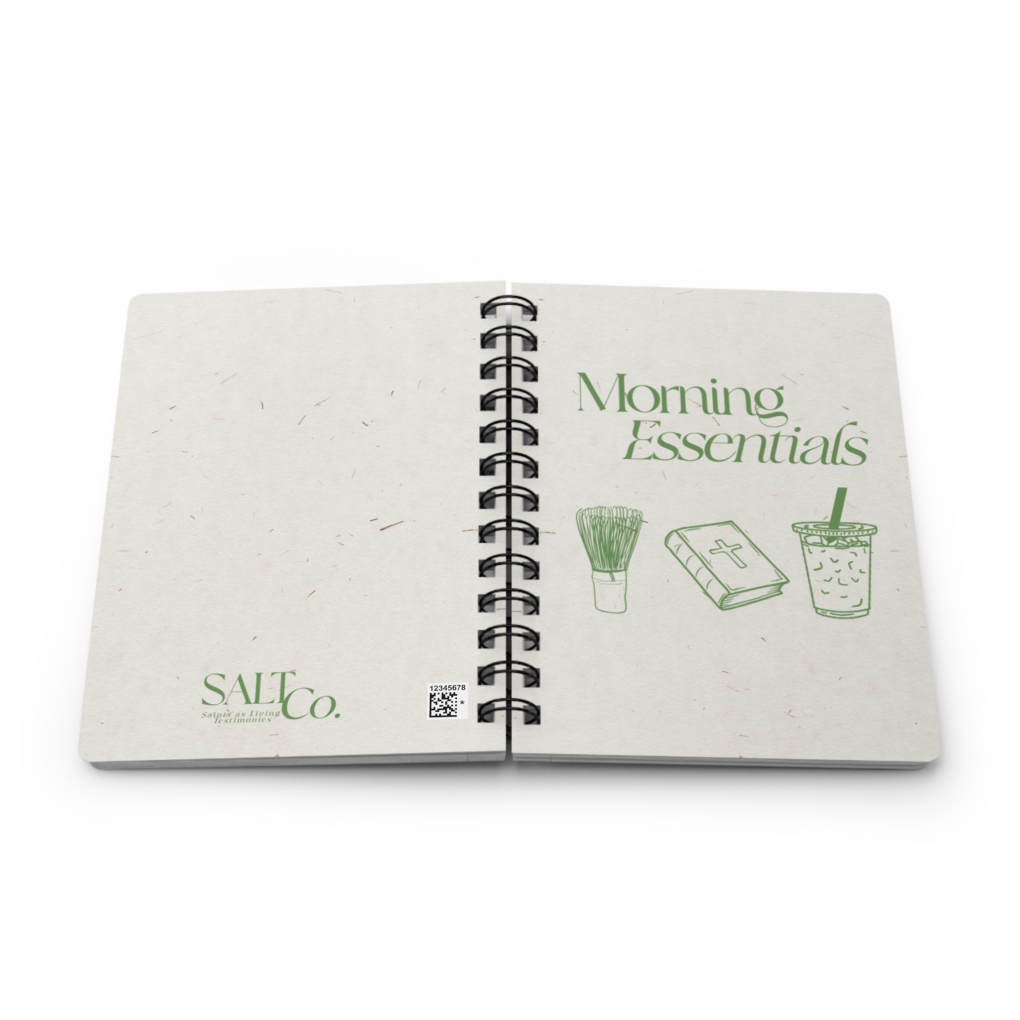 Morning Essentials Spiral Journal — Matcha, Devotions & Daily Rituals Notebook