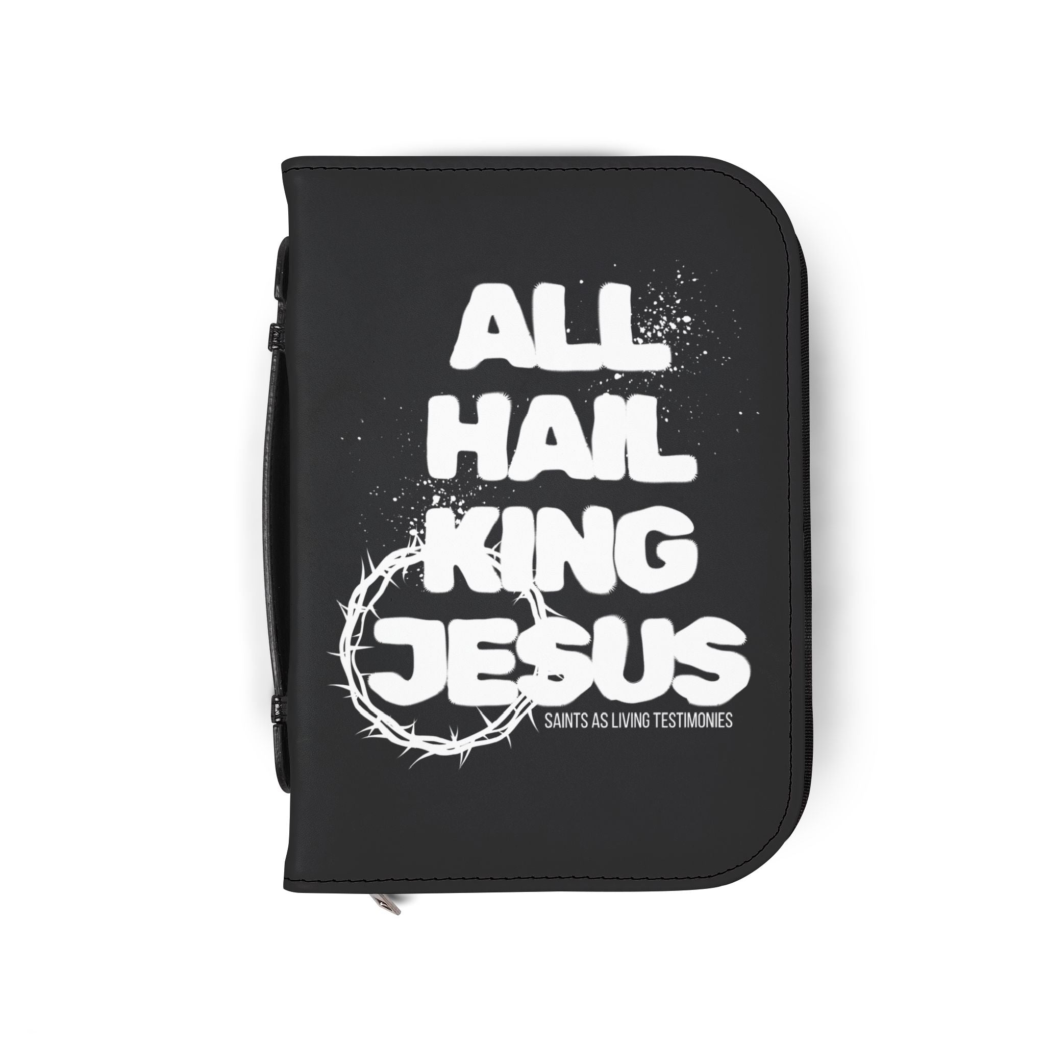 Bible Cover — "All Hail King Jesus" Zippered Bible Case, Christian Worship Gift