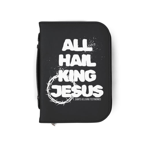 Bible Cover — "All Hail King Jesus" Zippered Bible Case, Christian Worship Gift