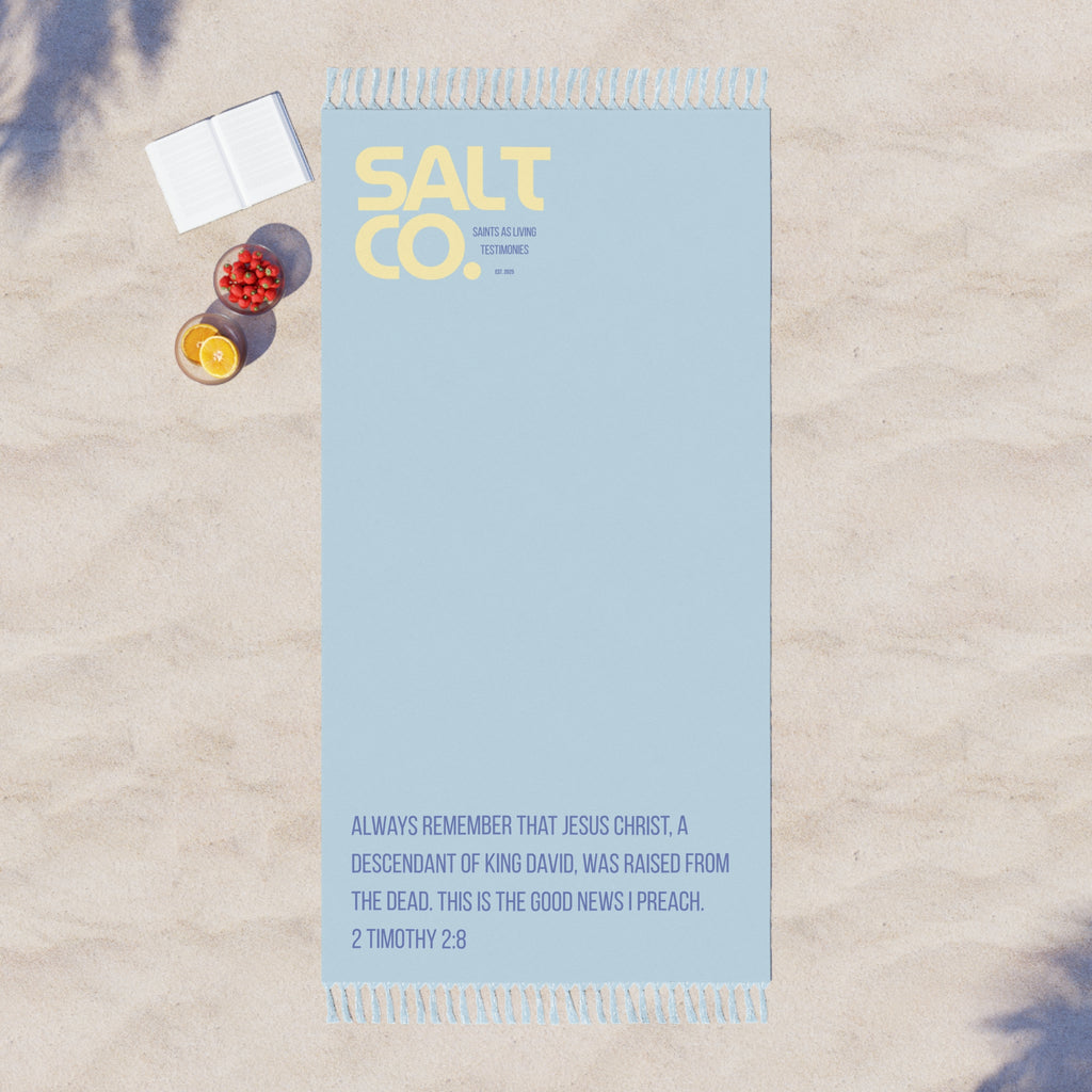 Boho Beach Towel — Salt Co. Christian Scripture 2 Timothy 2:8 Fringe Towel