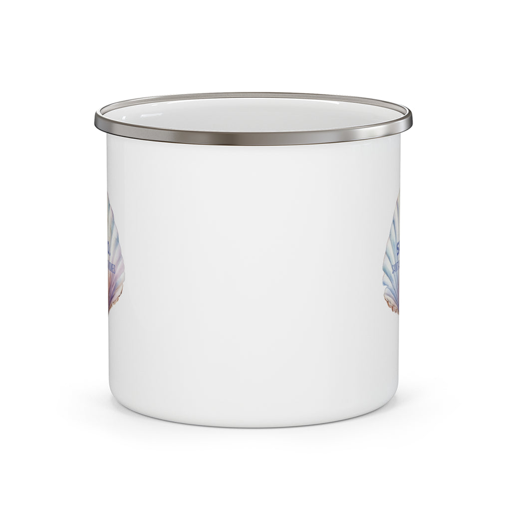 Enamel Camping Mug — Salt Co. Seashell Design | Coastal Coffee & Camping Gift