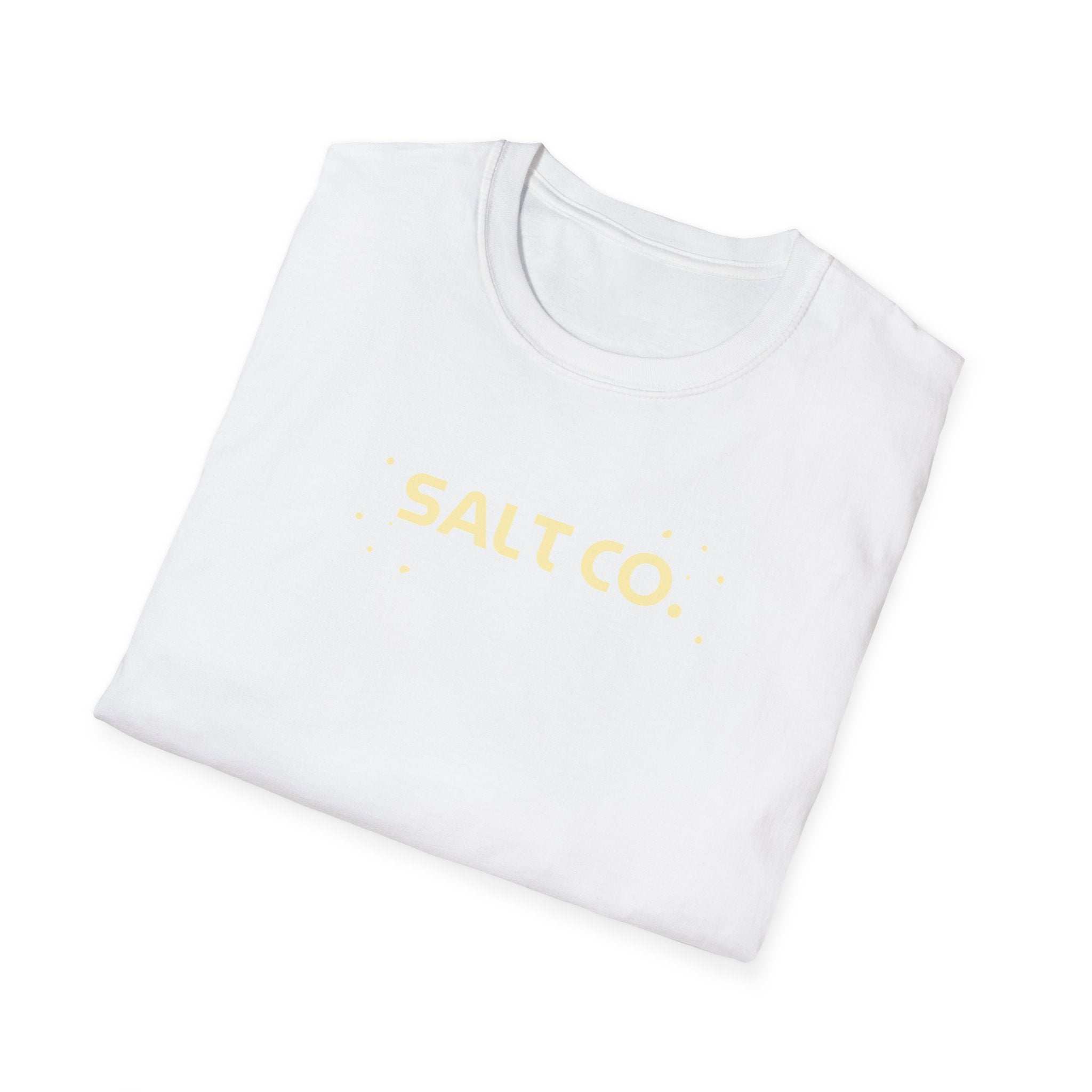 Salty Life Tee — "SALT CO." Minimal Front / Retro Yellow Script Back