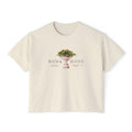Bloom & Rejoice Women's Boxy Tee — Floral Urn Graphic with Inspirational Scripture Back