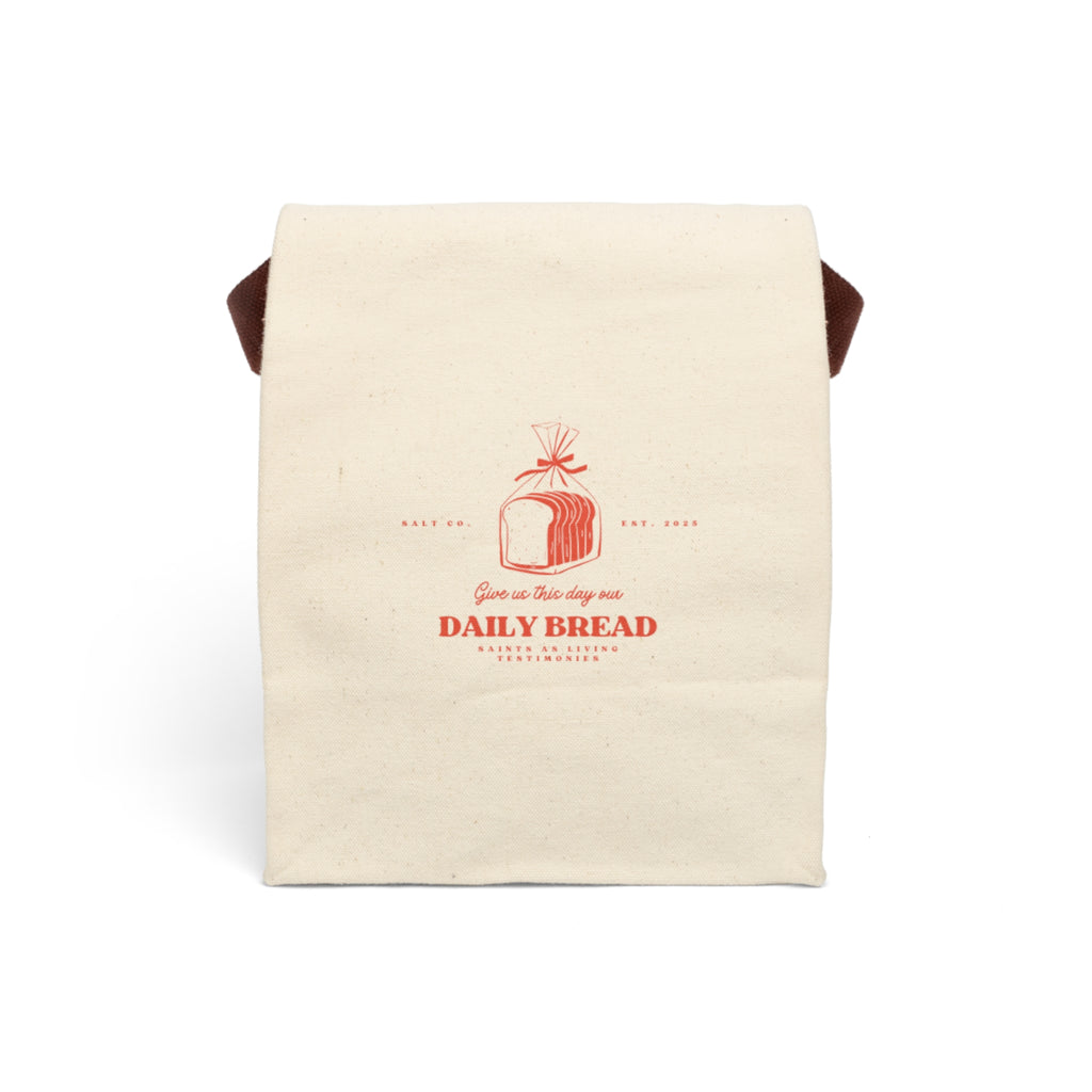 Canvas Lunch Bag - "Daily Bread" Printed Eco-Friendly Lunch Tote with Strap