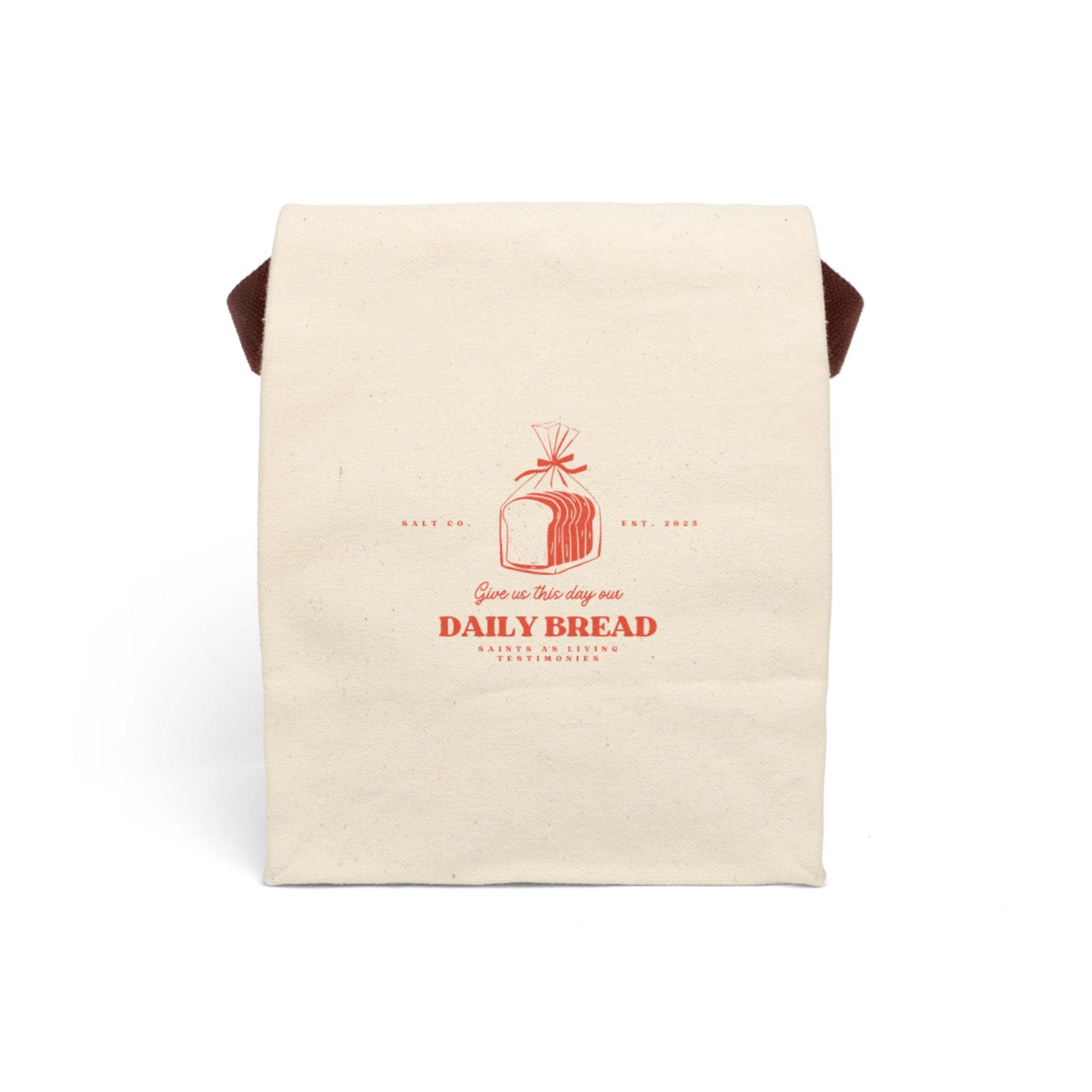 Canvas Lunch Bag - "Daily Bread" Printed Eco-Friendly Lunch Tote with Strap