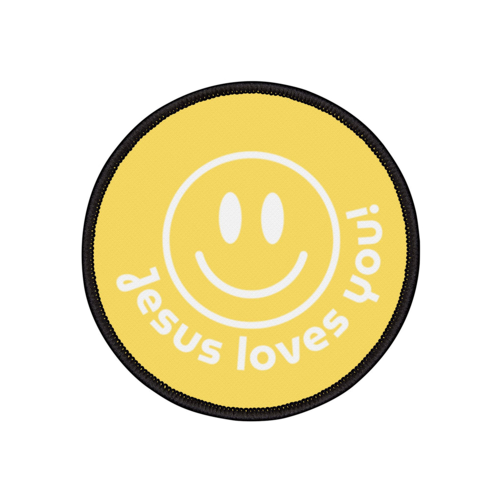 Jesus Loves You Smiley Iron-On Patch