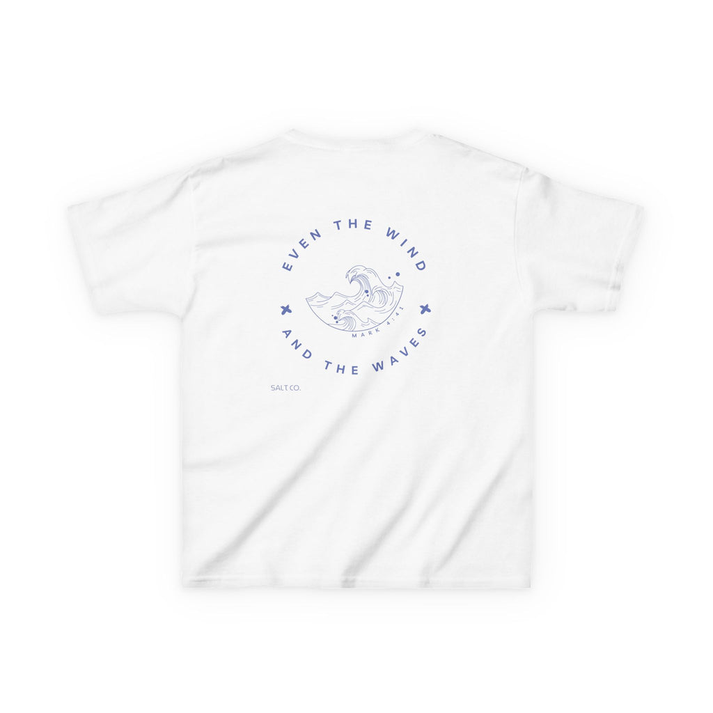 Kids T-Shirt — Salt Co. Surf Logo Tee with 'Even the Wind and the Waves' Back Graphic