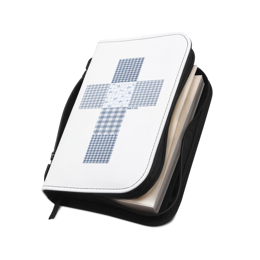 Patchwork Cross Bible Cover — "Saints as Living Testimonies" Zippered Bible Case