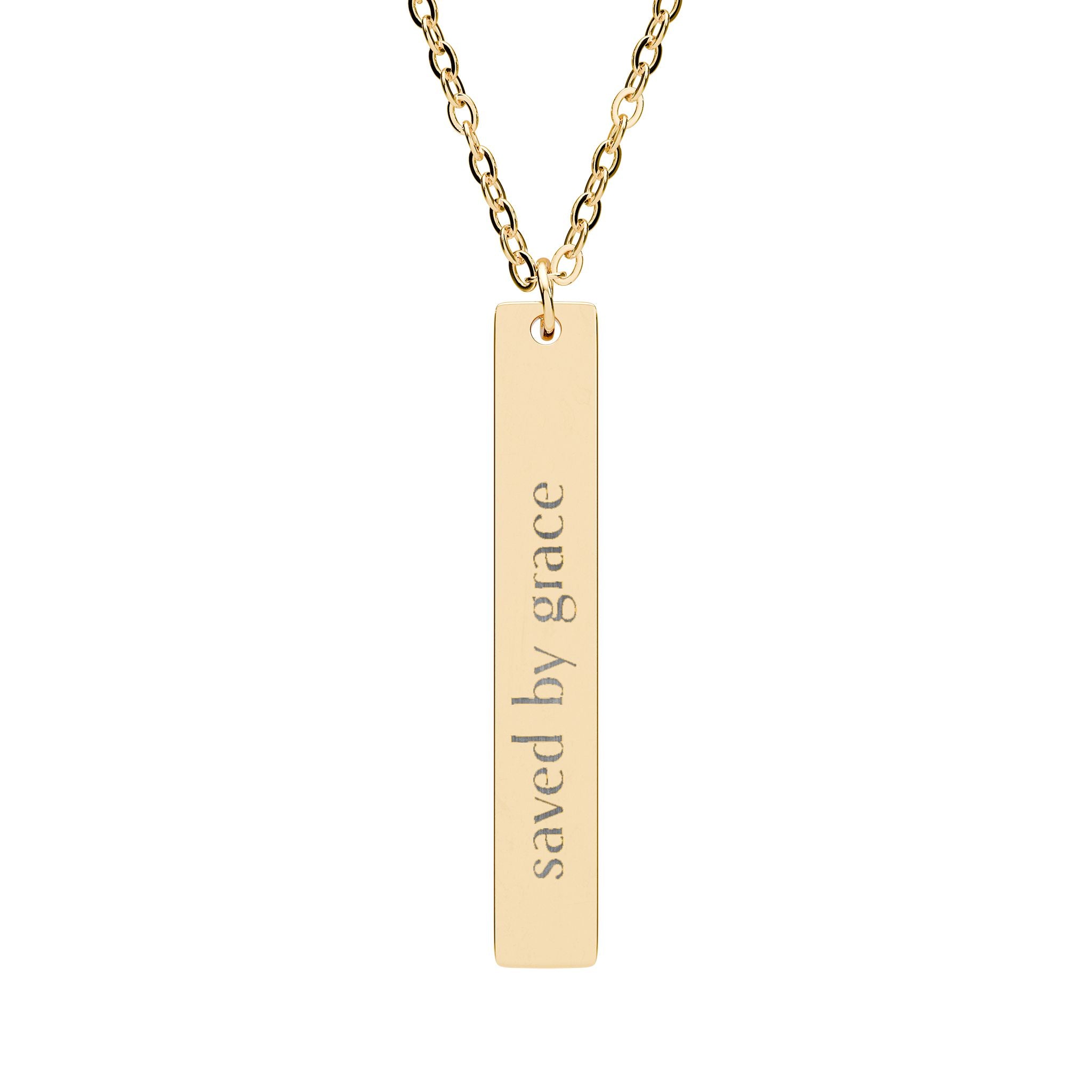 Vertical Bar Necklace — "Saved by grace"