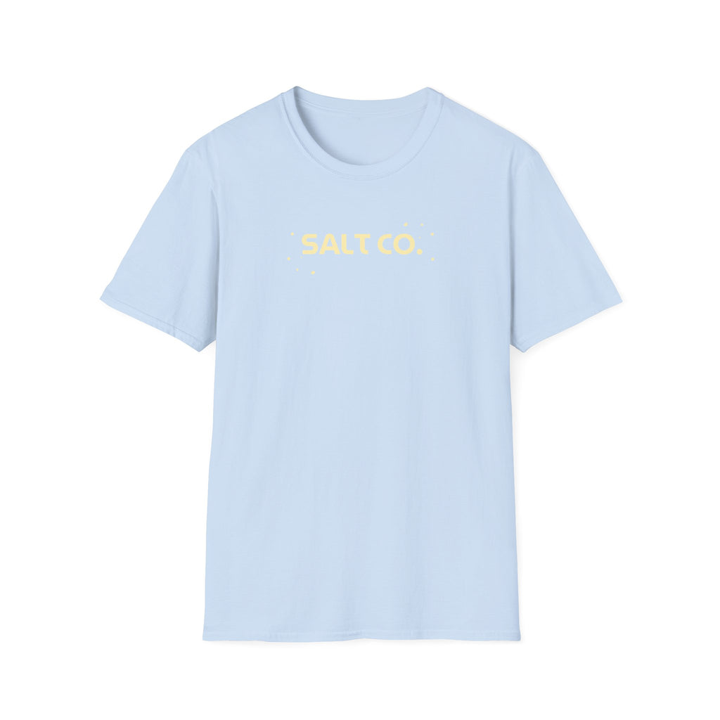 Salty Life Tee — "SALT CO." Minimal Front / Retro Yellow Script Back