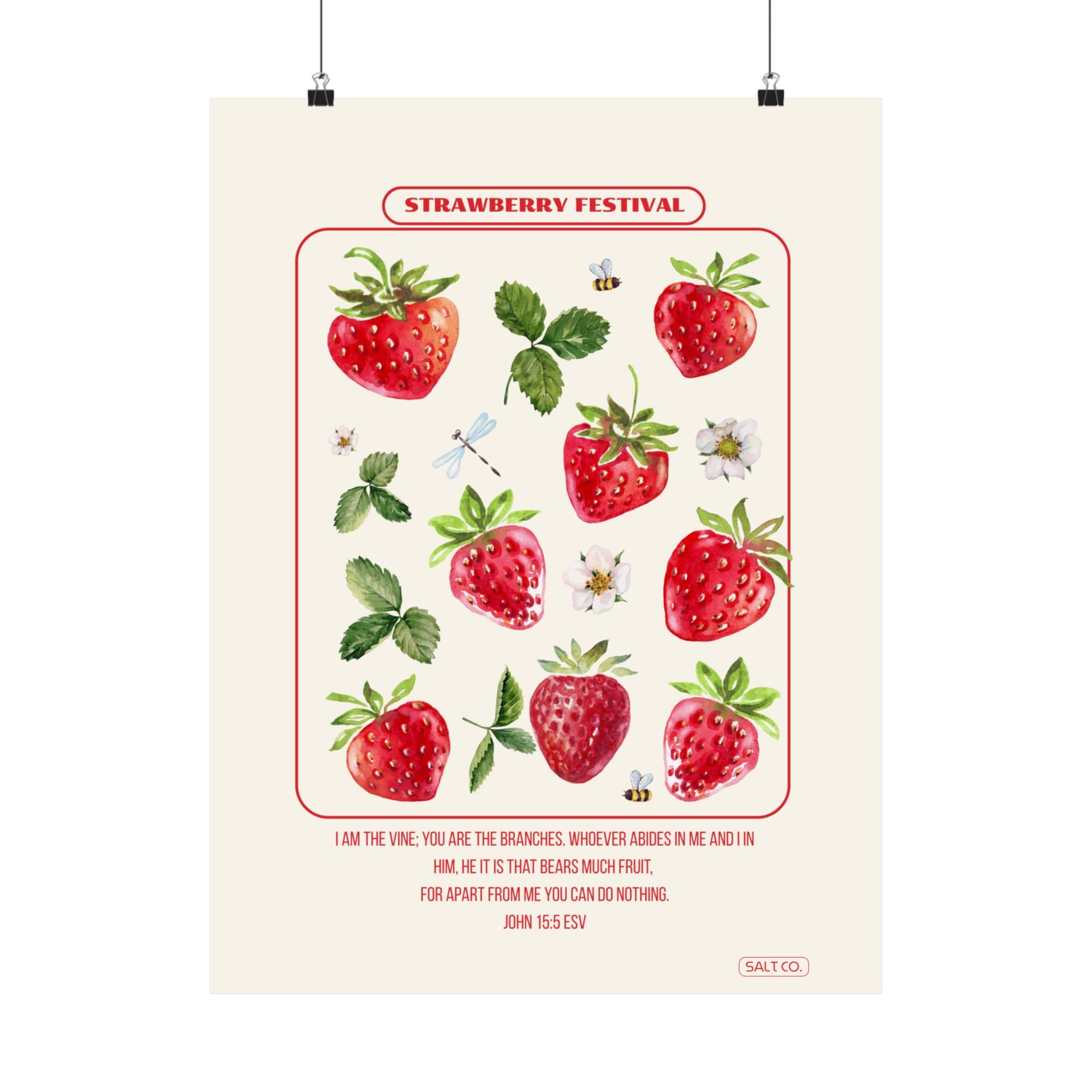 Strawberry Festival Poster — Matte Botanical Vertical Print