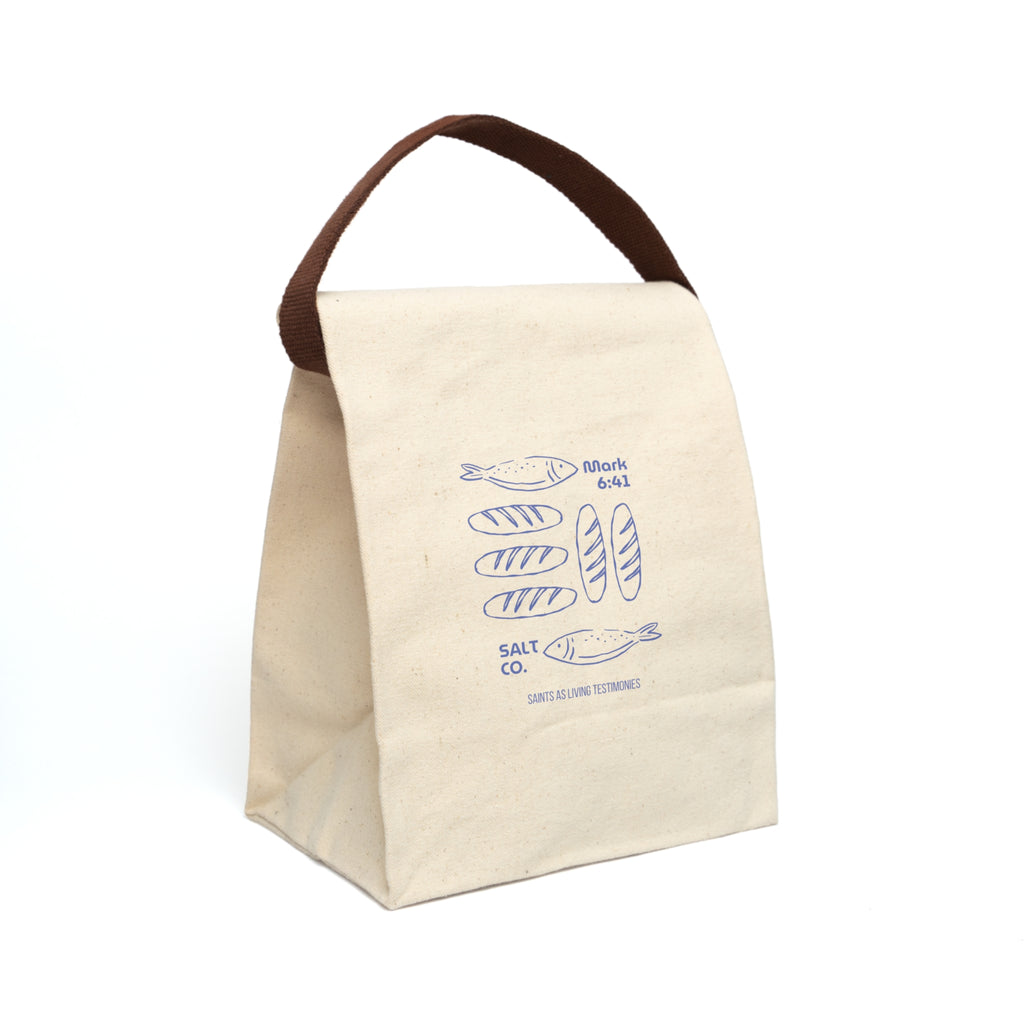 Canvas Lunch Bag — Fish & Loaves Print with Strap