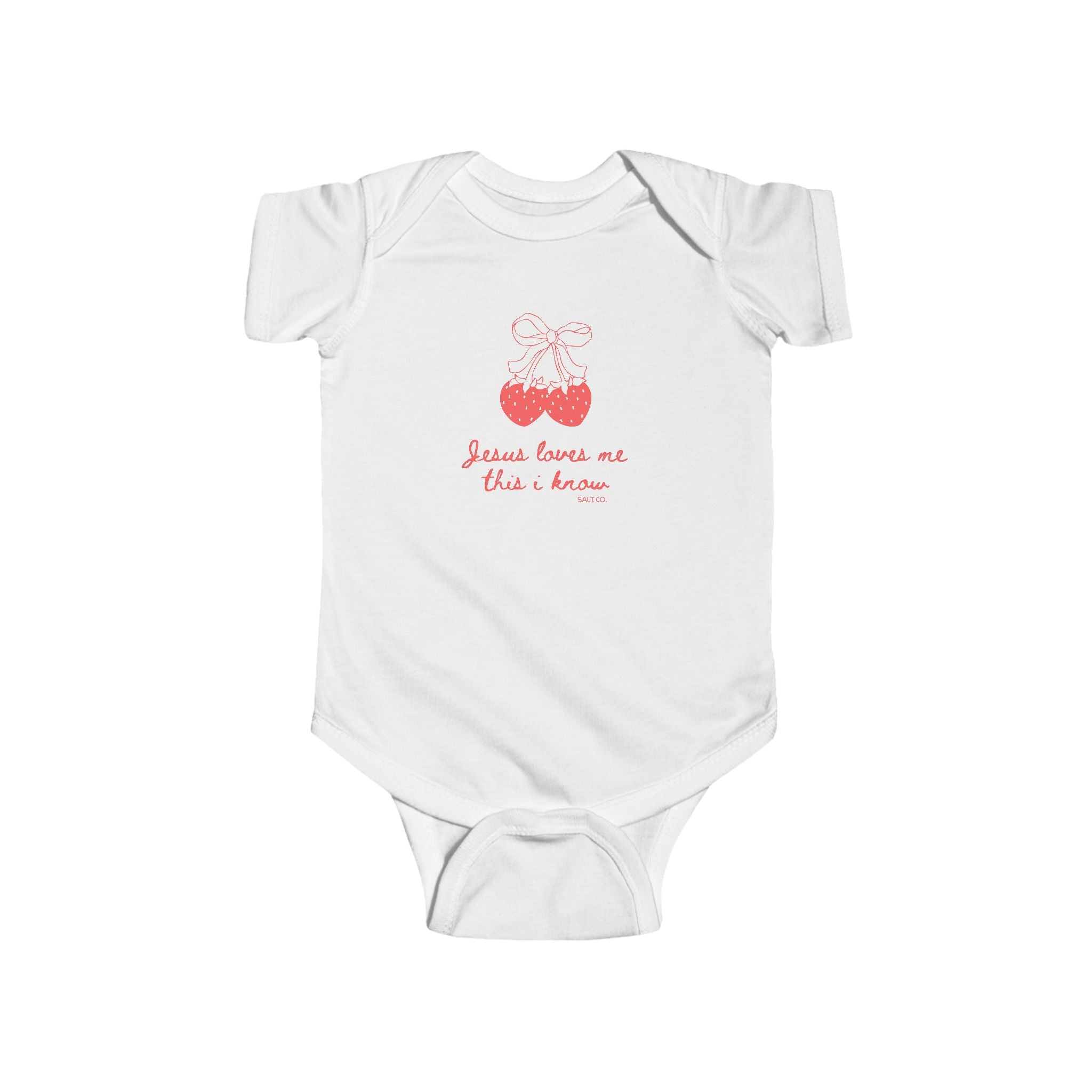 Baby Bodysuit – "Jesus Loves Me This I Know" Strawberry Graphic Infant Onesie
