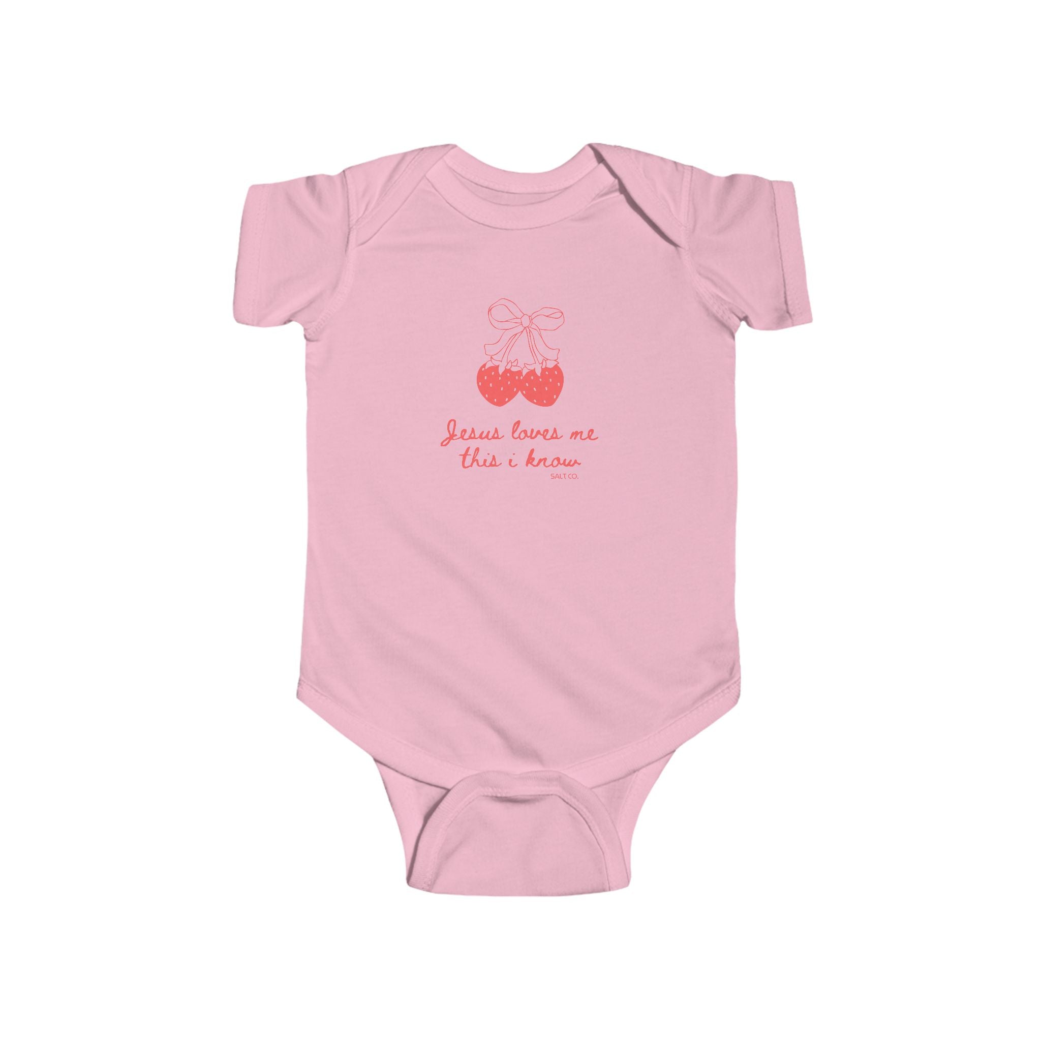 Baby Bodysuit – "Jesus Loves Me This I Know" Strawberry Graphic Infant Onesie