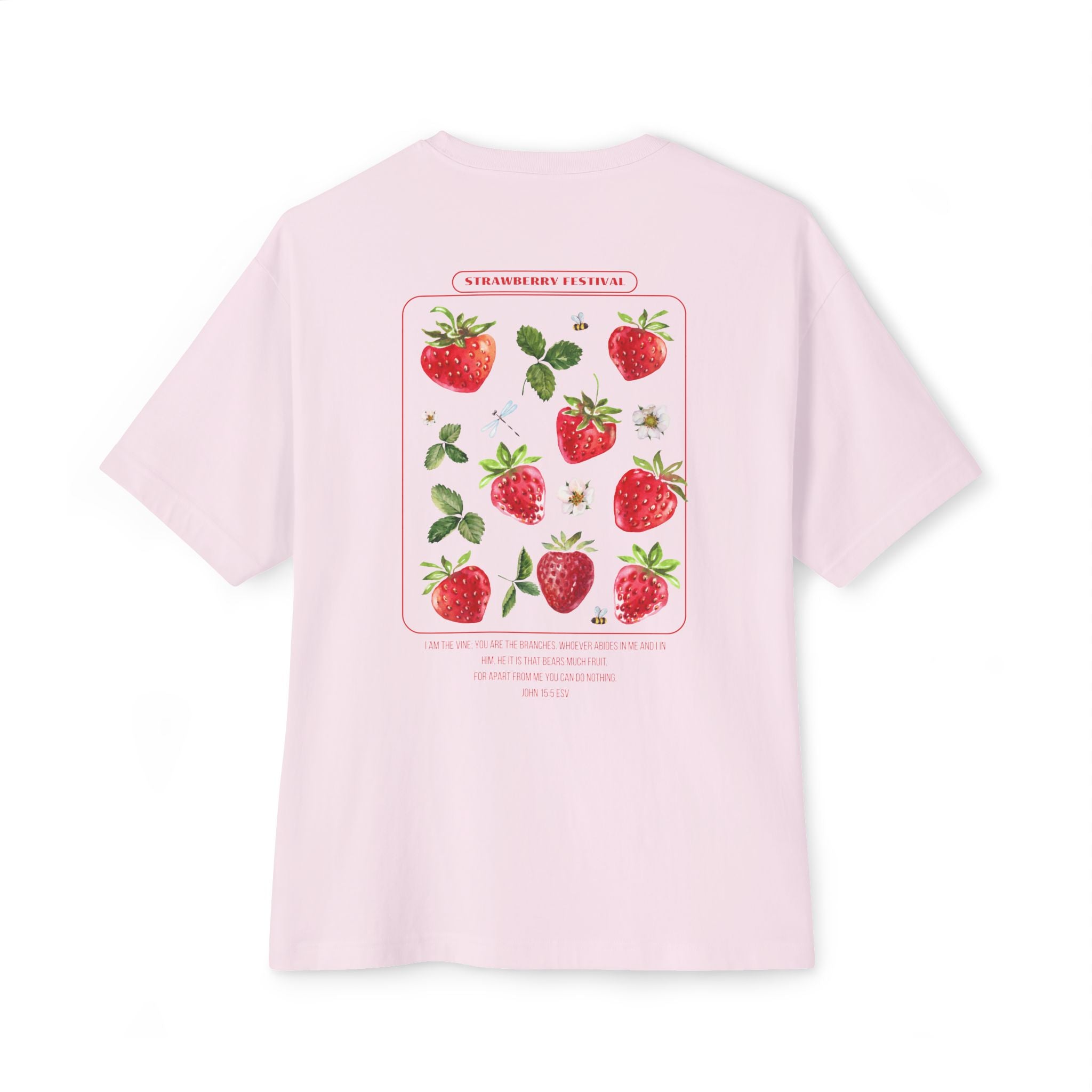 Strawberry Botanical Tee — Oversized Boxy T‑Shirt with Vintage Fruit Print