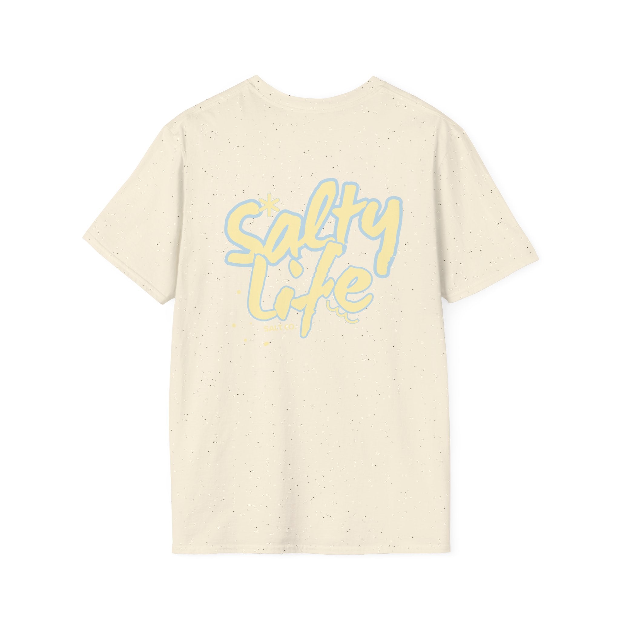 Salty Life Tee — "SALT CO." Minimal Front / Retro Yellow Script Back