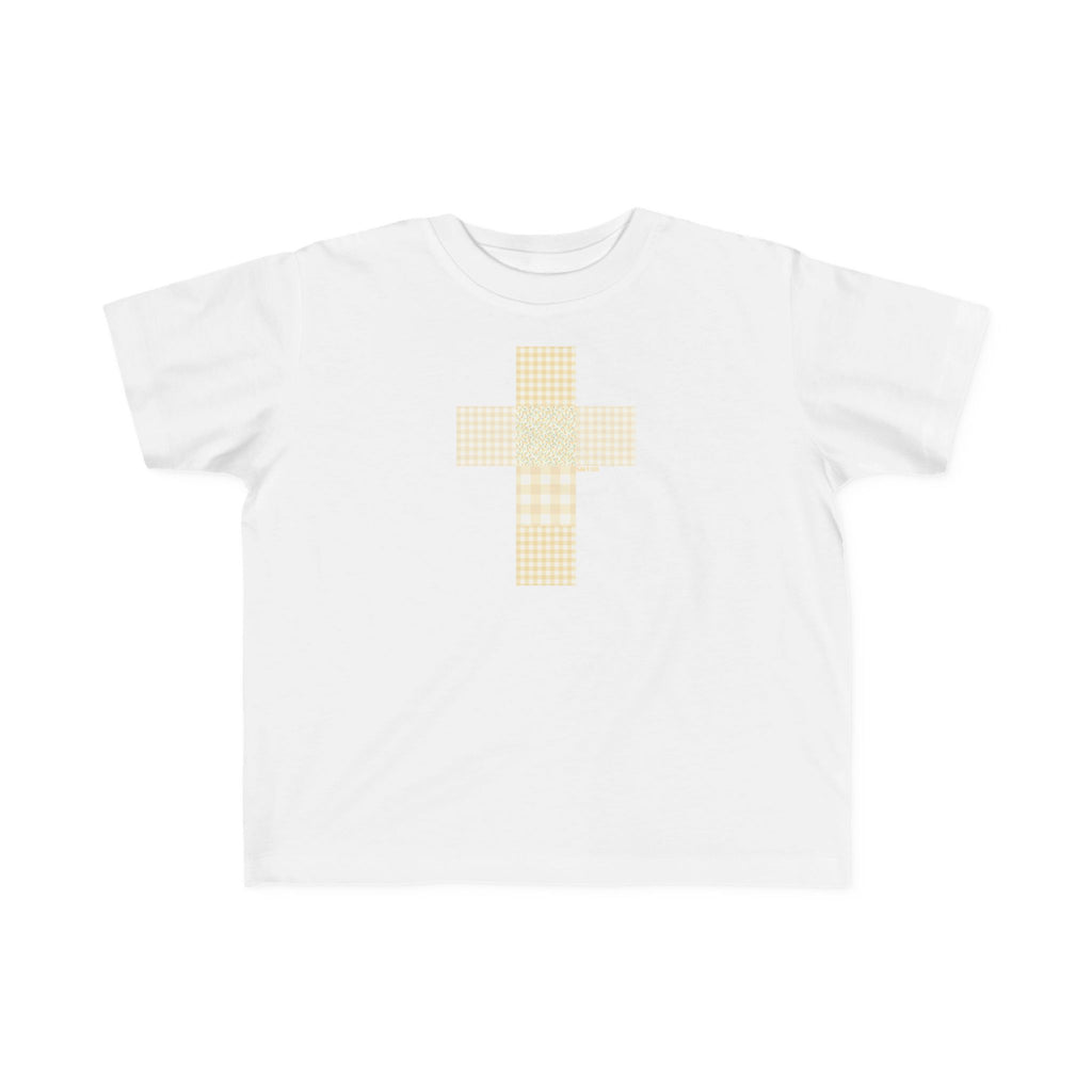 Toddler Cross Tee — Soft Pastel Patchwork Cross