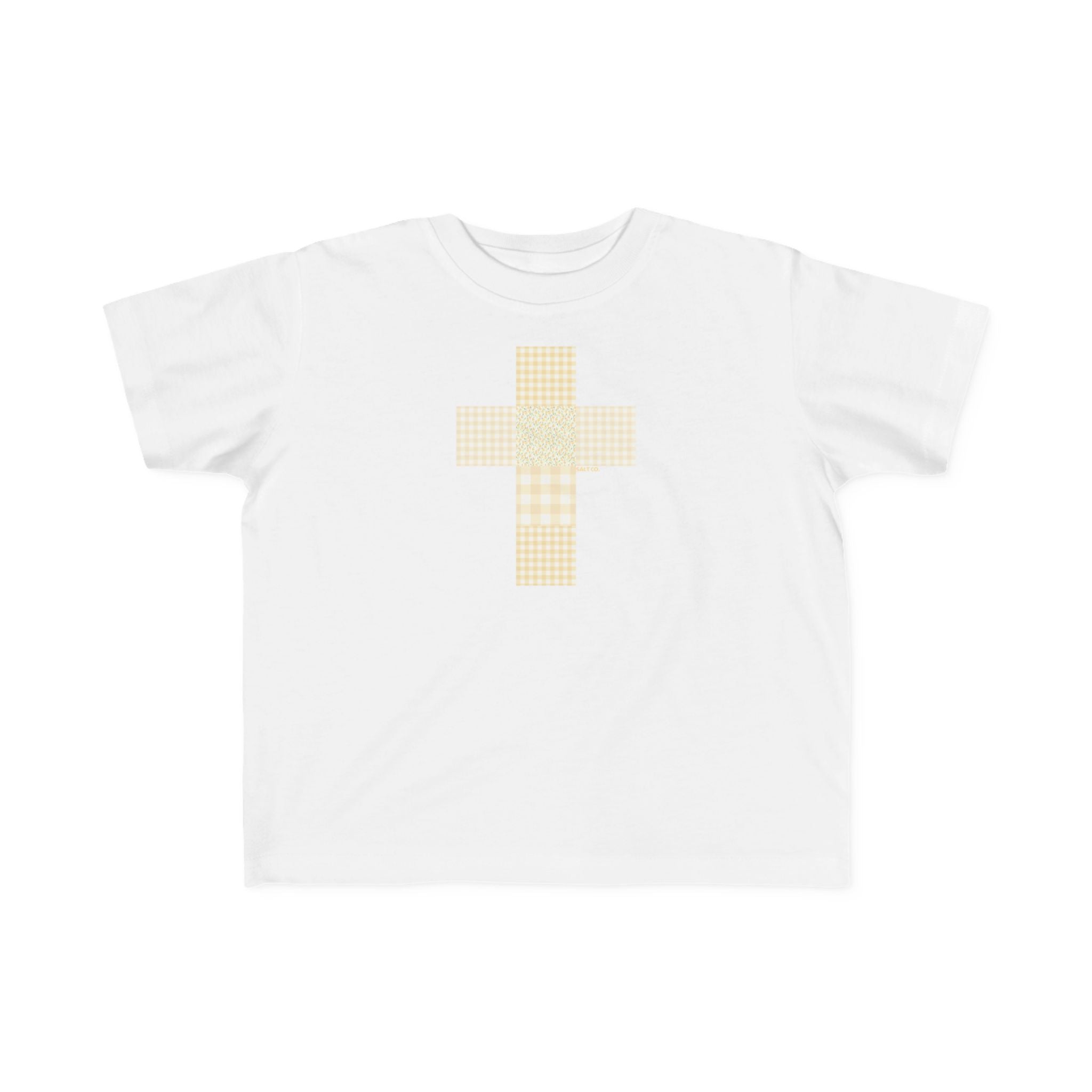 Toddler Cross Tee — Soft Pastel Patchwork Cross
