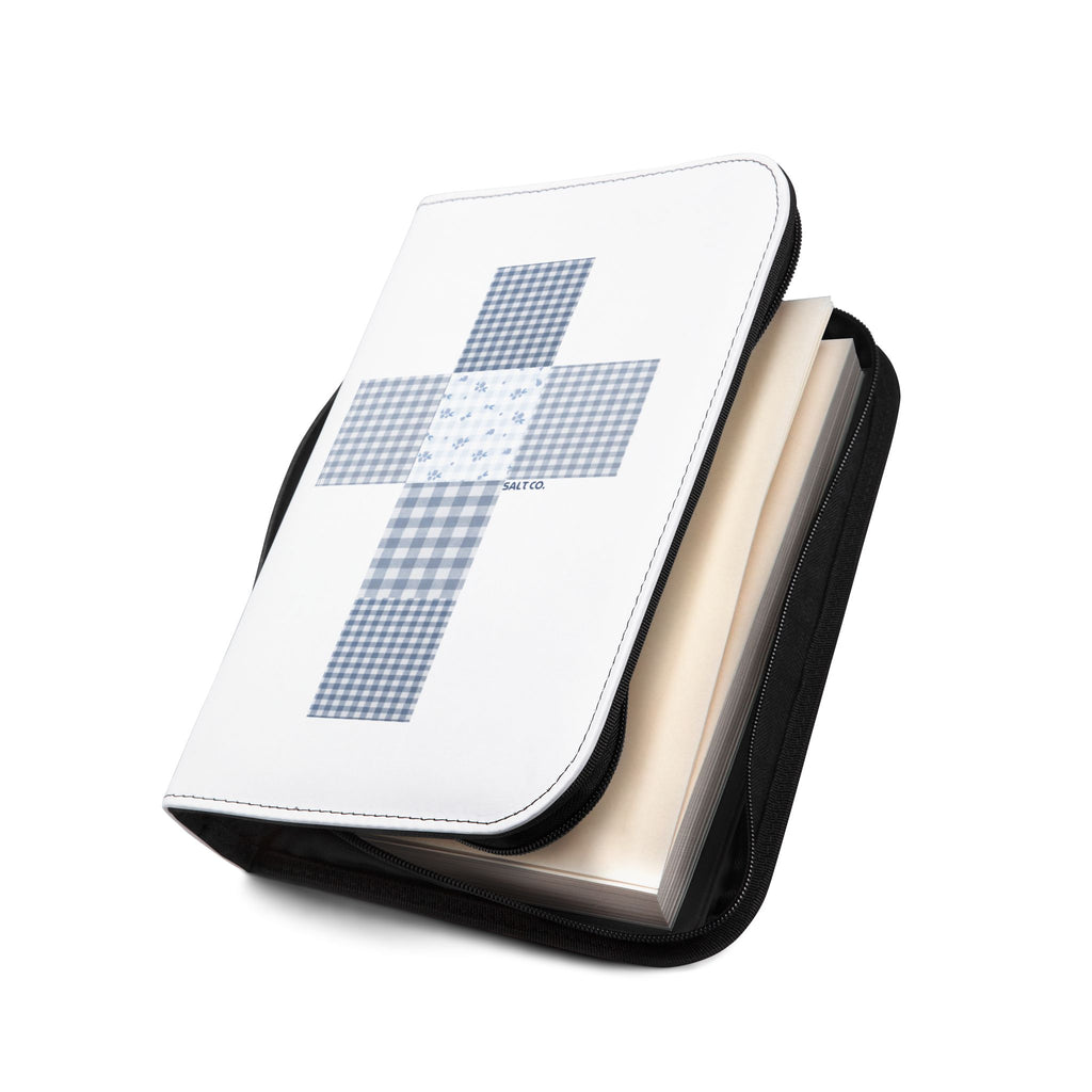 Patchwork Cross Bible Cover — "Saints as Living Testimonies" Zippered Bible Case