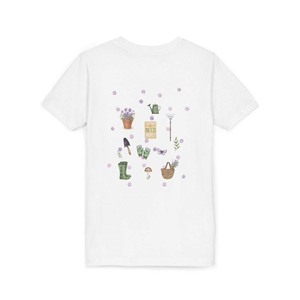 Girls Gardening Tee – 'Bloom & Grow' Floral Garden Tools Youth Shirt