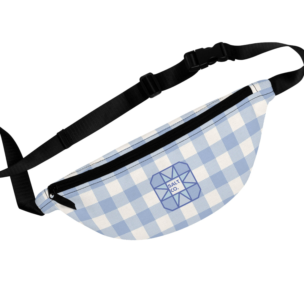 Blue Gingham Fanny Pack — Casual Checkered Waist Bag