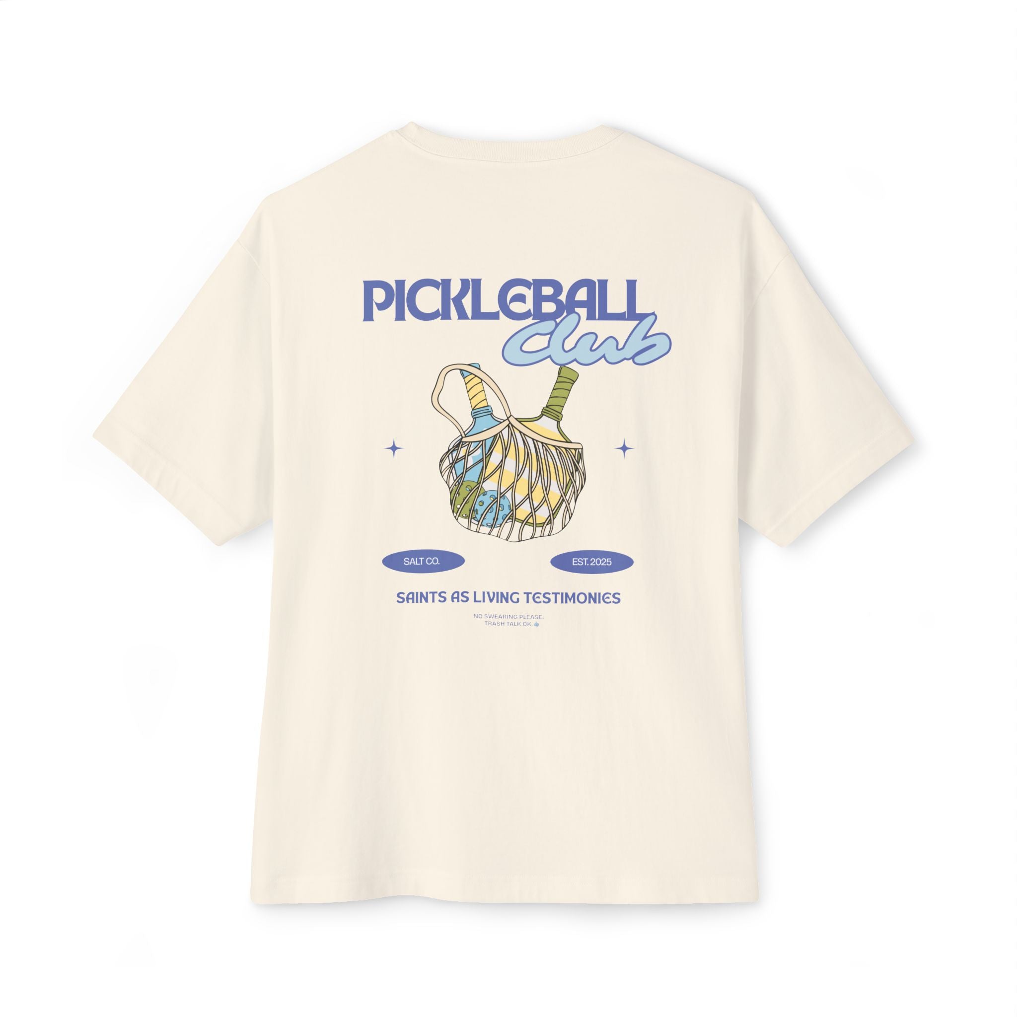 Pickleball Club Oversized Tee — Retro Paddle & Ball Graphic