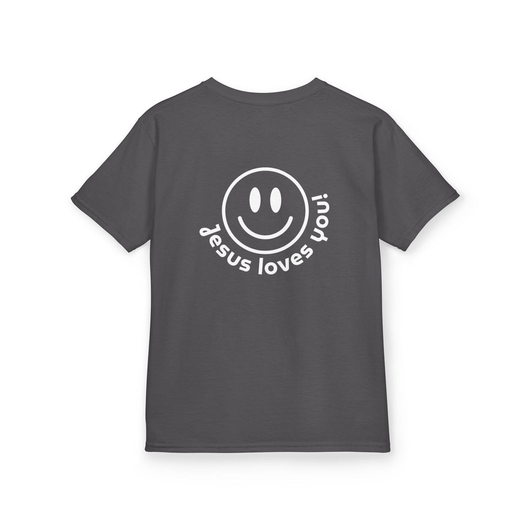 Kids T‑Shirt — "Jesus Loves You" Smiley Tee (Salt Co.)