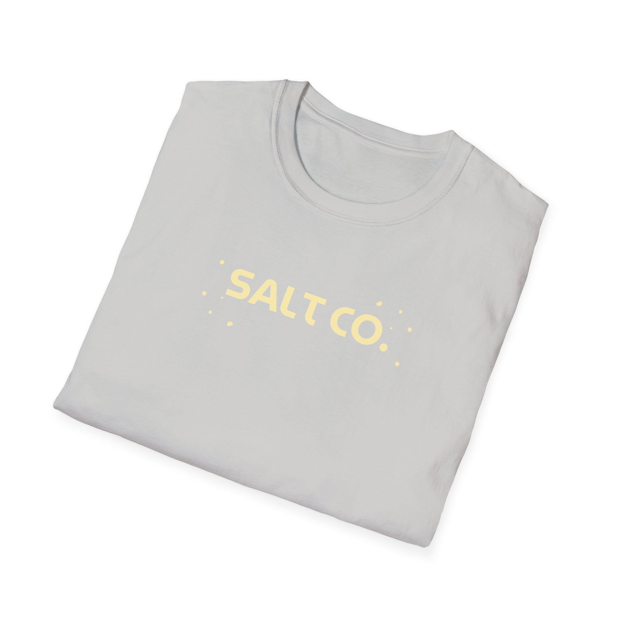 Salty Life Tee — "SALT CO." Minimal Front / Retro Yellow Script Back