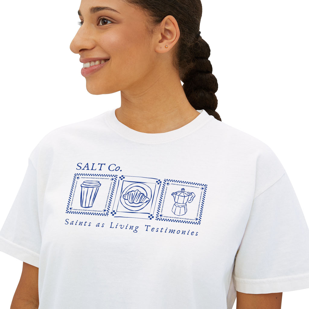 Coastal Coffee Boxy Tee — Women's Boxy Crop T-Shirt