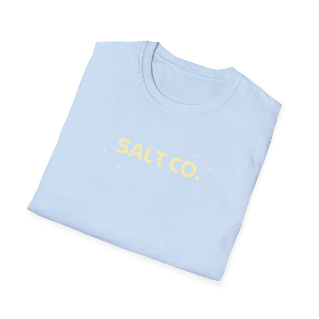 Salty Life Tee — "SALT CO." Minimal Front / Retro Yellow Script Back