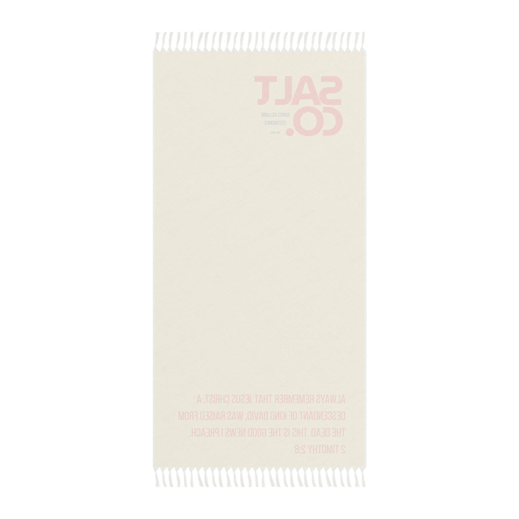 Boho Beach Towel — "Salt Co." Retro Coastal Cotton Beach Cloth with Fringe & Scripture Verse