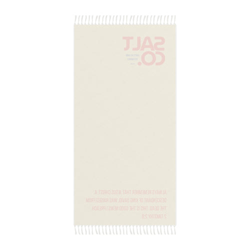 Boho Beach Towel — "Salt Co." Retro Coastal Cotton Beach Cloth with Fringe & Scripture Verse