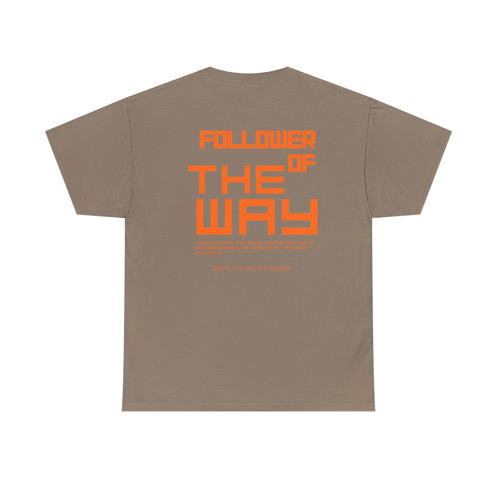 Follower of the Way T‑Shirt — Bold Orange Graphic Tee