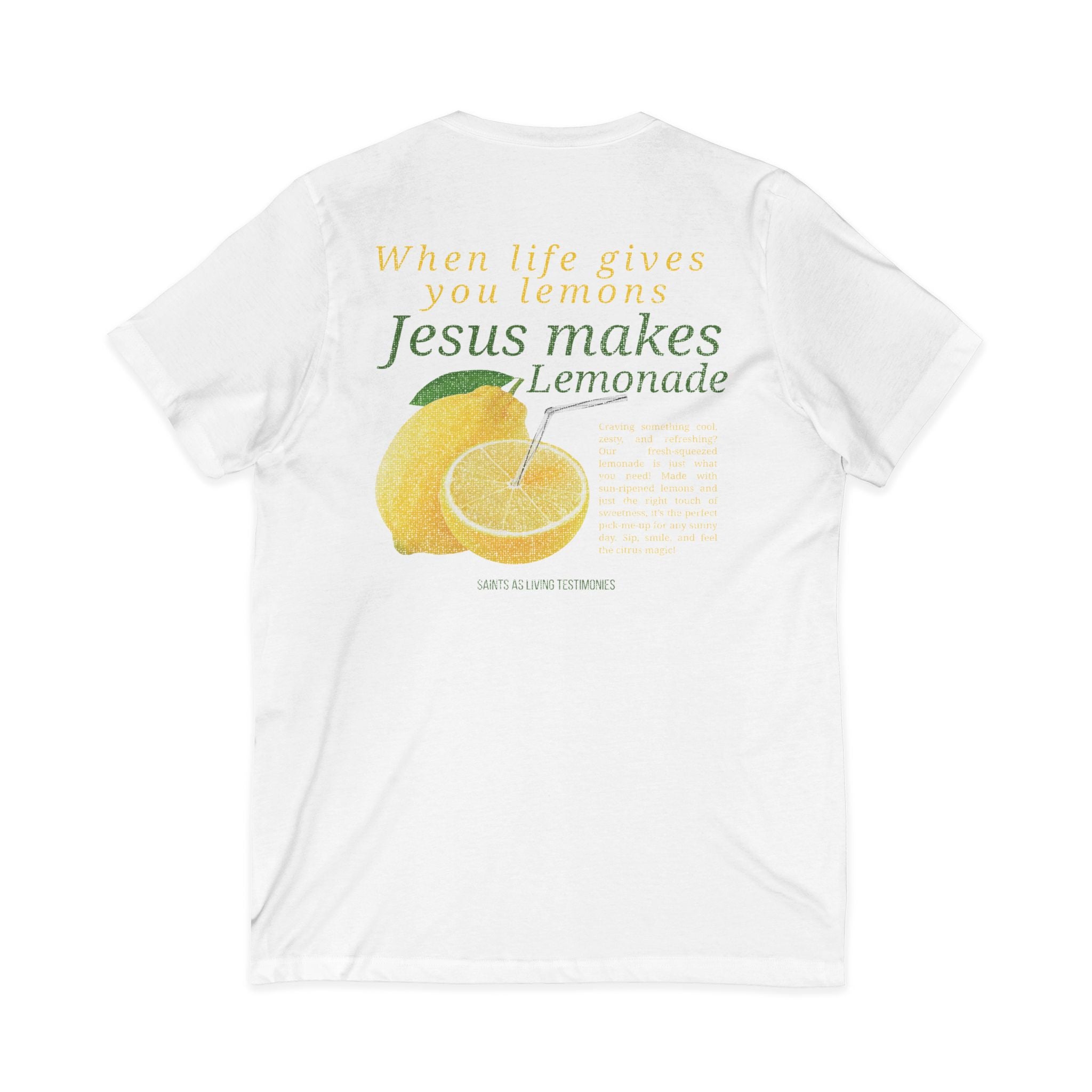 Jesus Makes Lemonade V‑Neck Tee — Inspirational Lemon Graphic T-Shirt