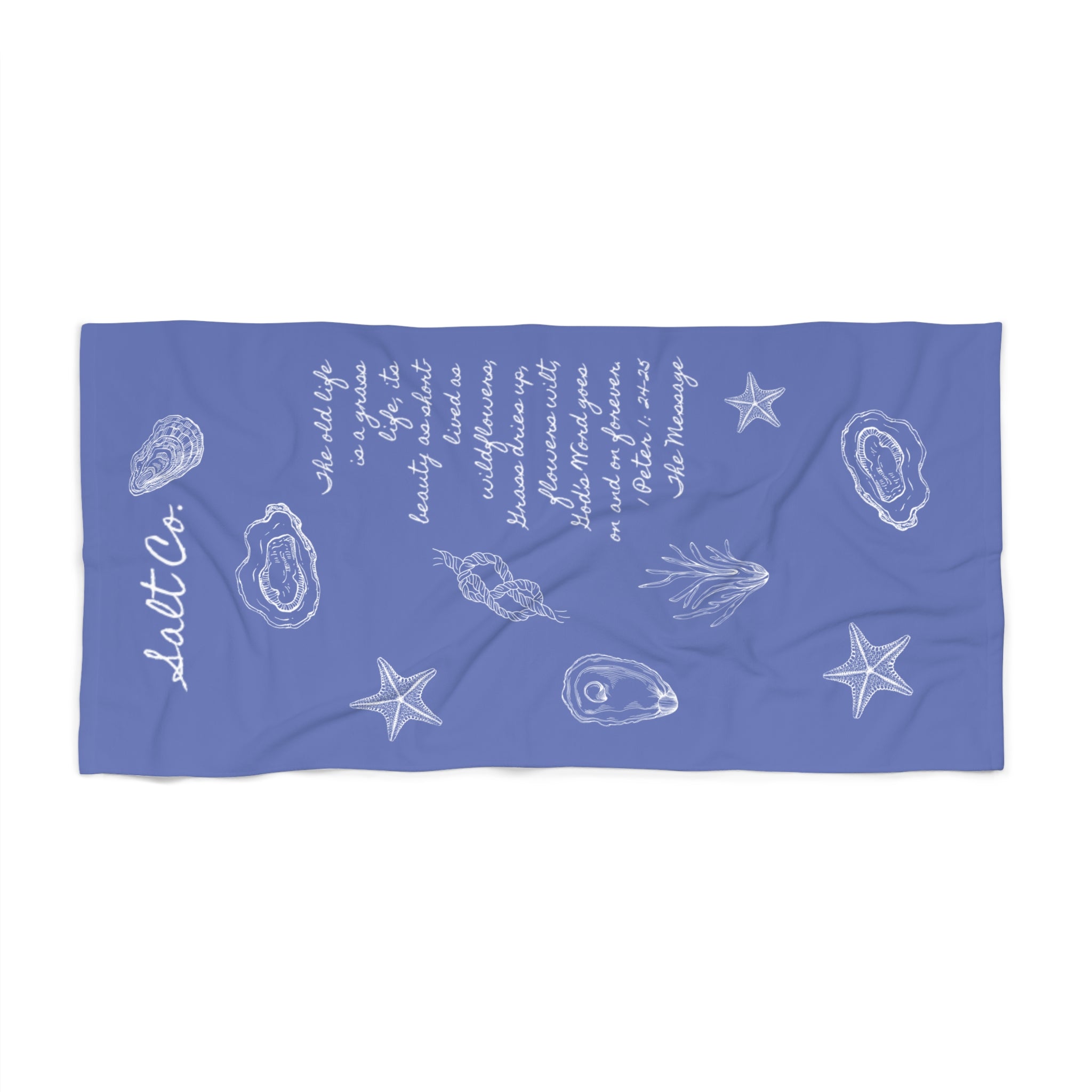 Beach Towel - Coastal Shells & Verse