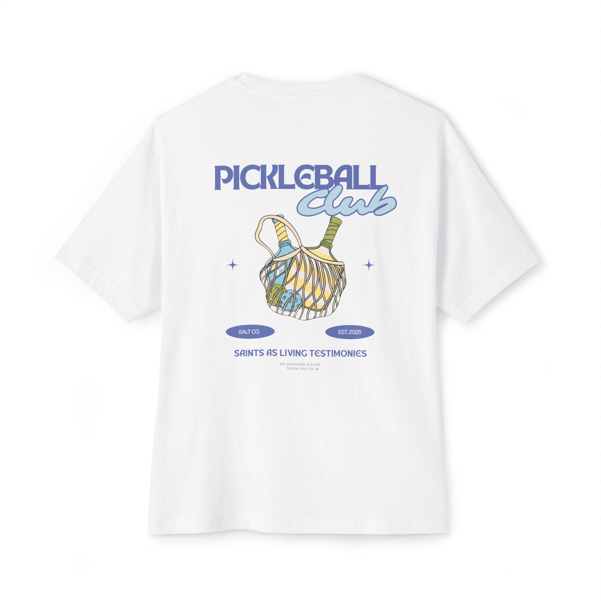 Pickleball Club Oversized Tee — Retro Paddle & Ball Graphic