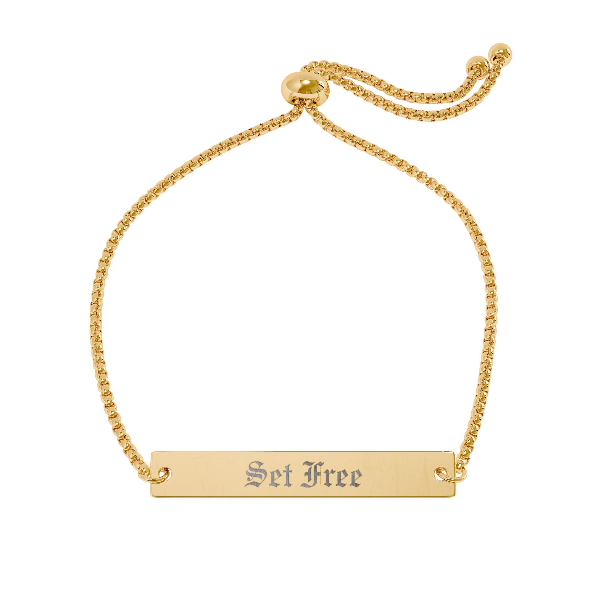 Engraved Adjustable Bar Bracelet — "Set Free"