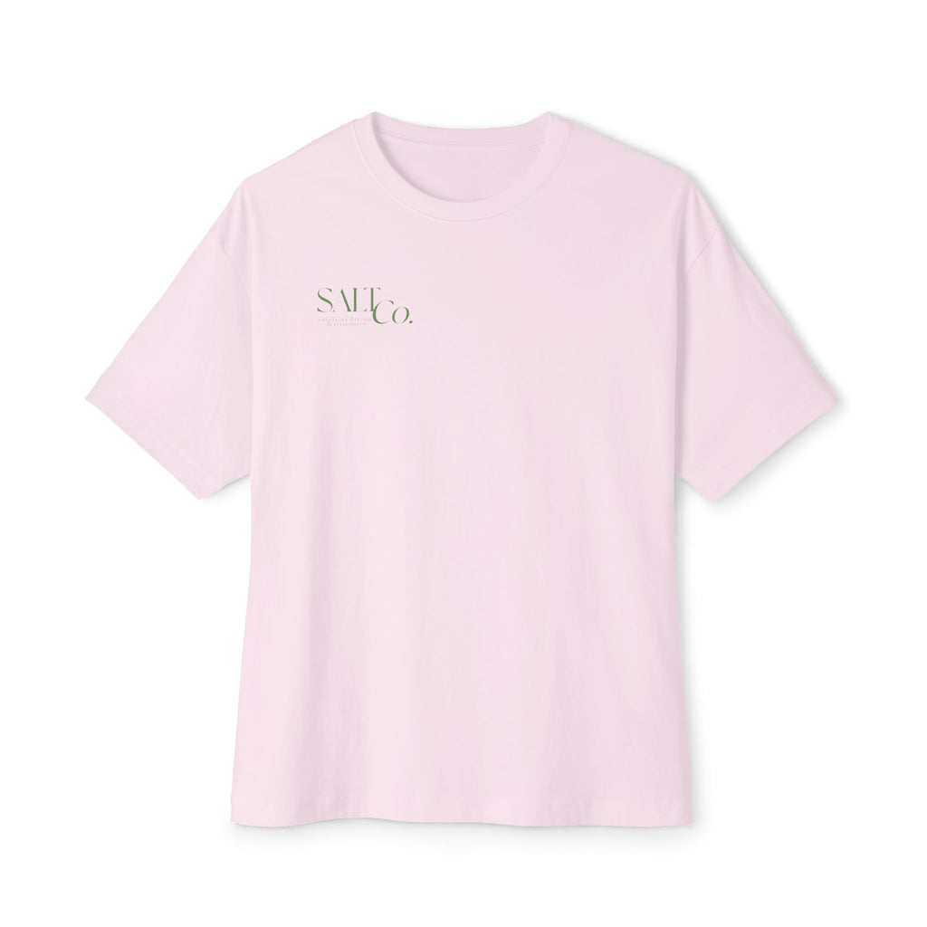 Morning Essentials Tee — Relaxed Boxy T‑Shirt with Coffee, Book & Plant Print