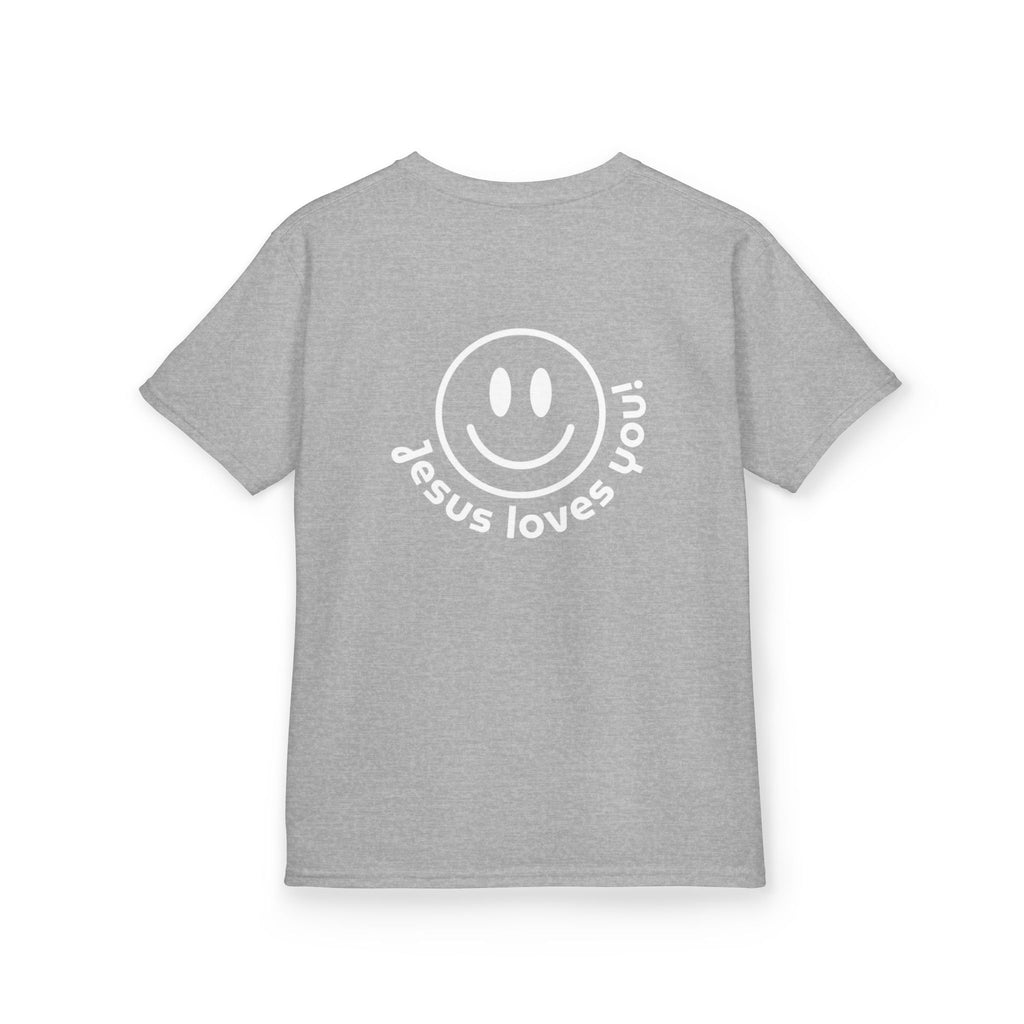 Kids T‑Shirt — "Jesus Loves You" Smiley Tee (Salt Co.)