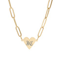 Engraved Paperclip Heart Necklace – "J.C." Initials