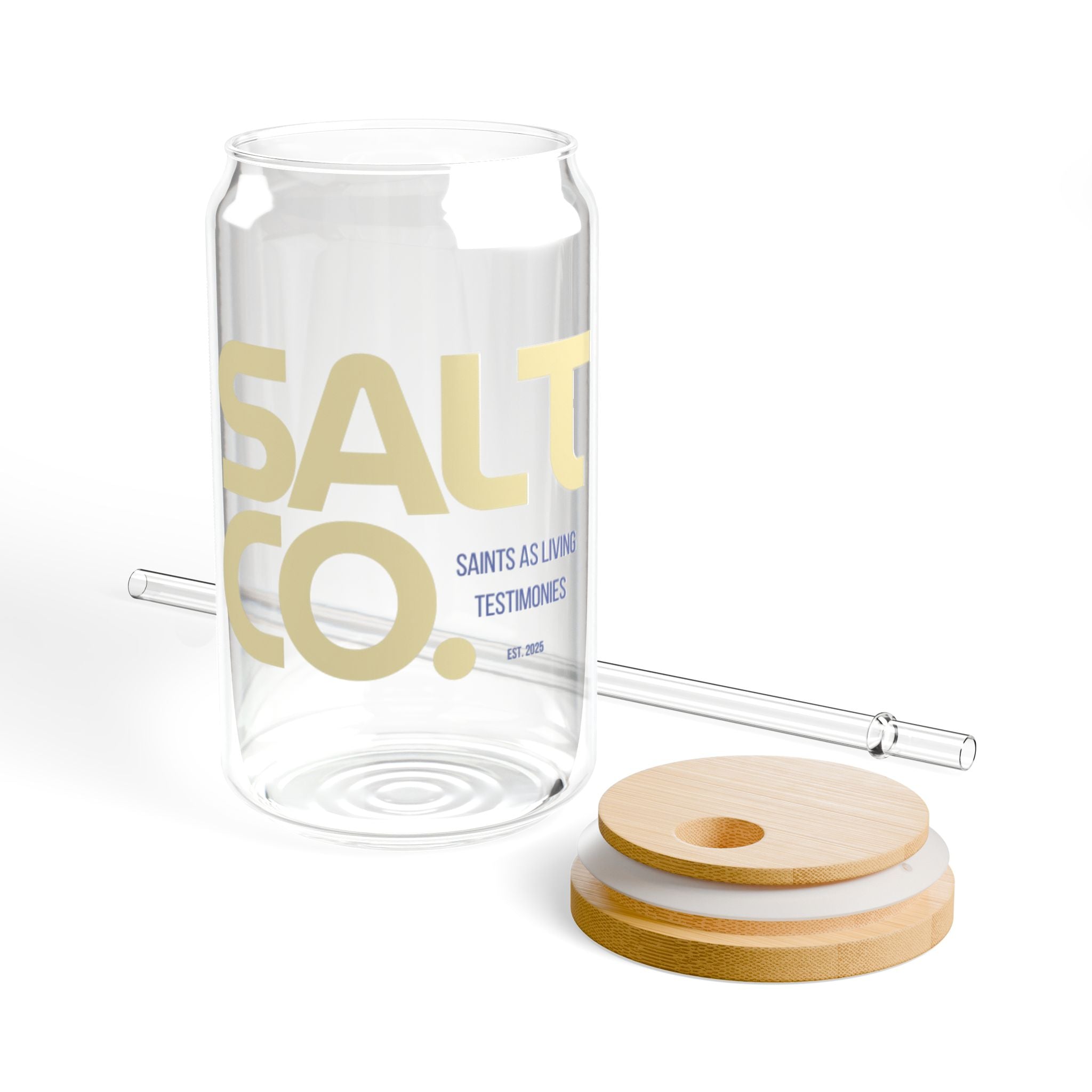 Salt Co. 16oz Bamboo Lid Sipper Glass with Straw