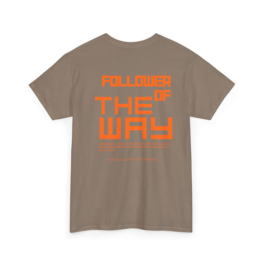 Follower of the Way T‑Shirt — Bold Orange Graphic Tee