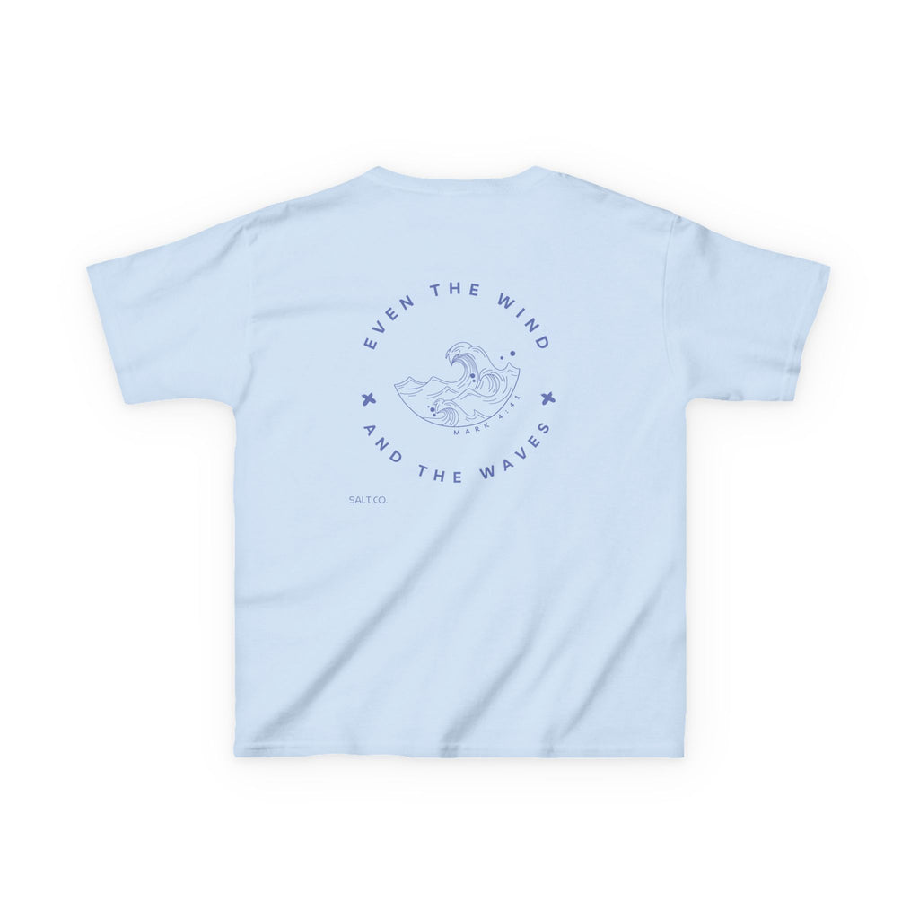 Kids T-Shirt — Salt Co. Surf Logo Tee with 'Even the Wind and the Waves' Back Graphic