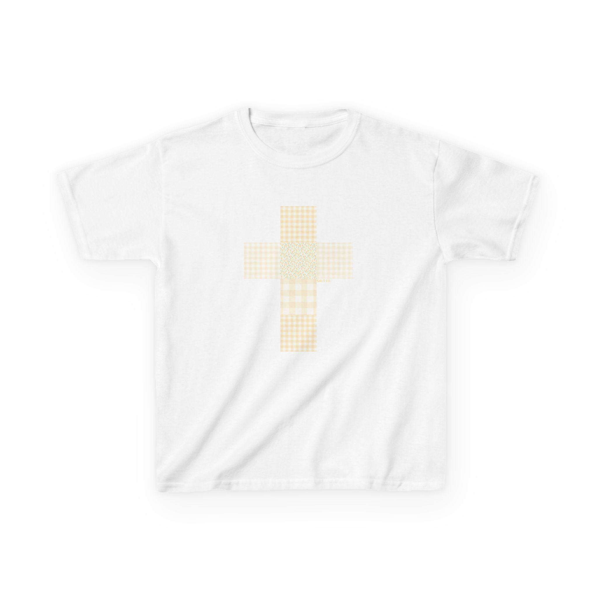 Kids Tee — Pastel Patchwork Cross