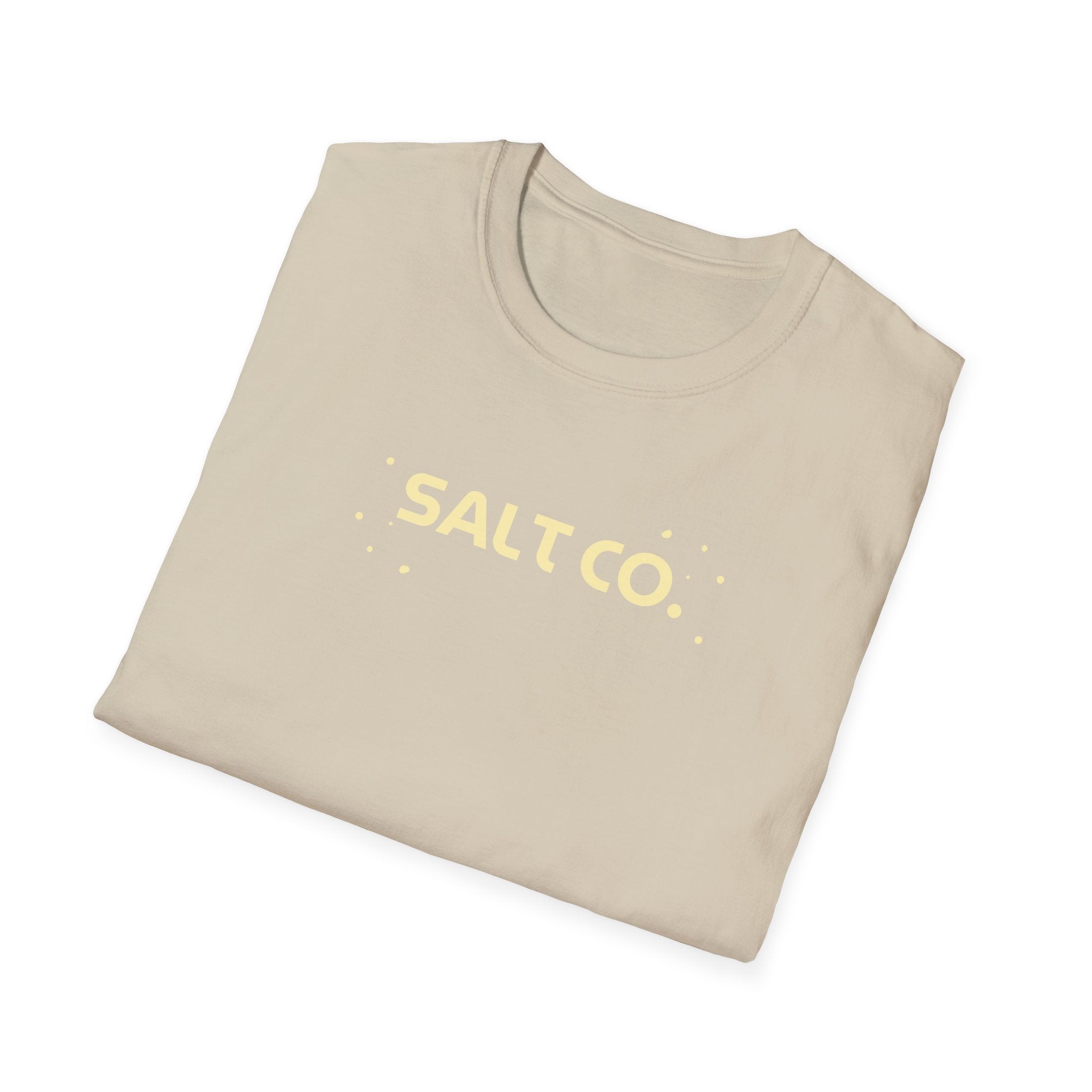 Salty Life Tee — "SALT CO." Minimal Front / Retro Yellow Script Back