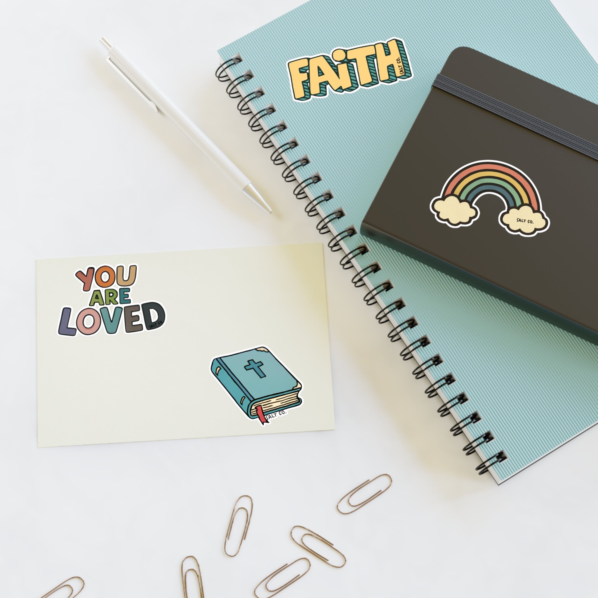 Kids Sticker Pack— You Are Loved, Rainbow & Bible Stickers