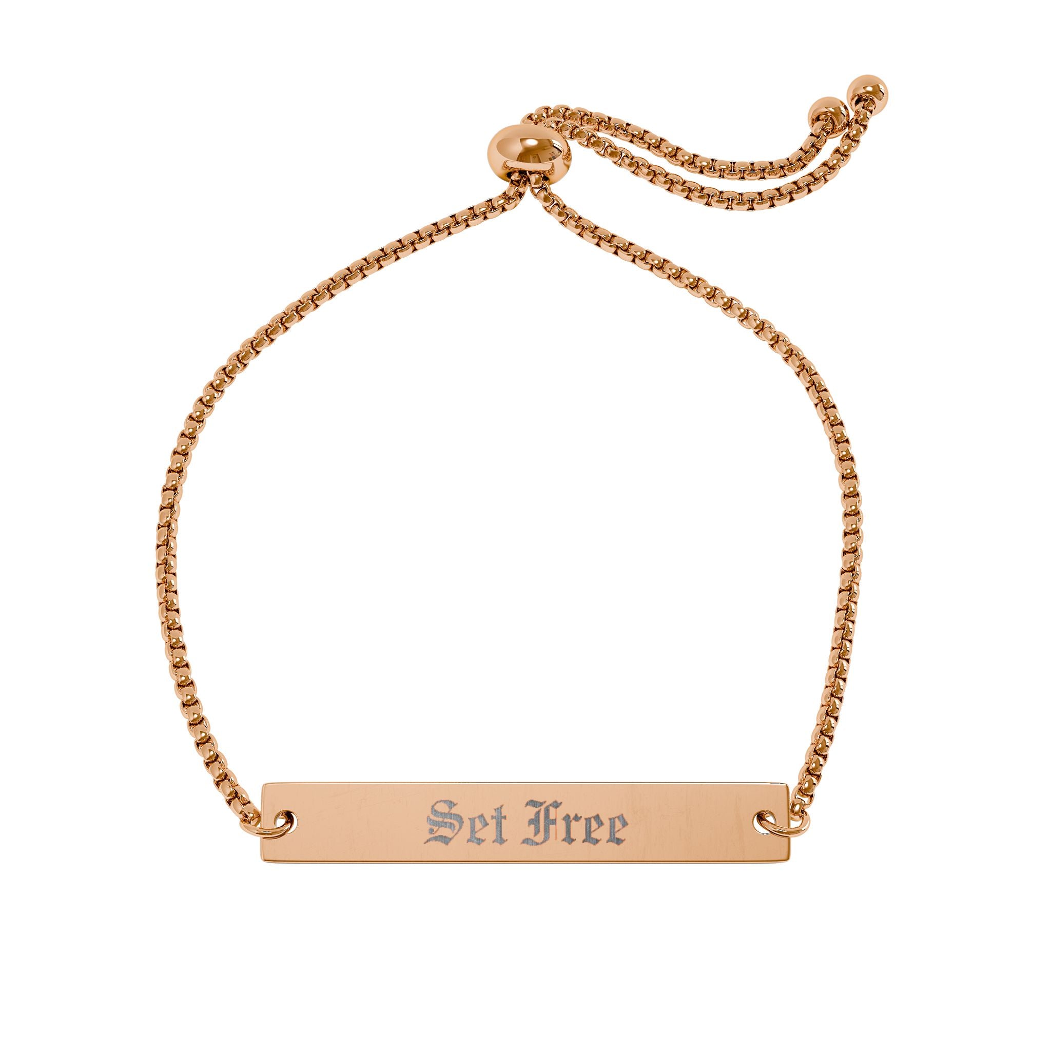 Engraved Adjustable Bar Bracelet — "Set Free"