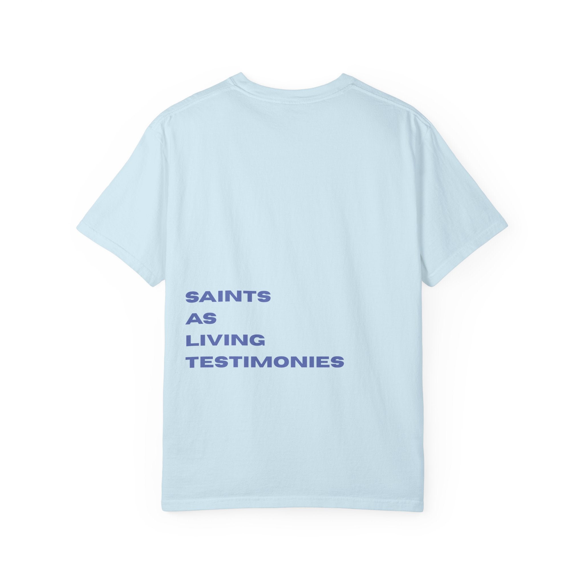 Salt Co. Minimalist Tee — "SAINTS AS LIVING TESTIMONIES" Back Print