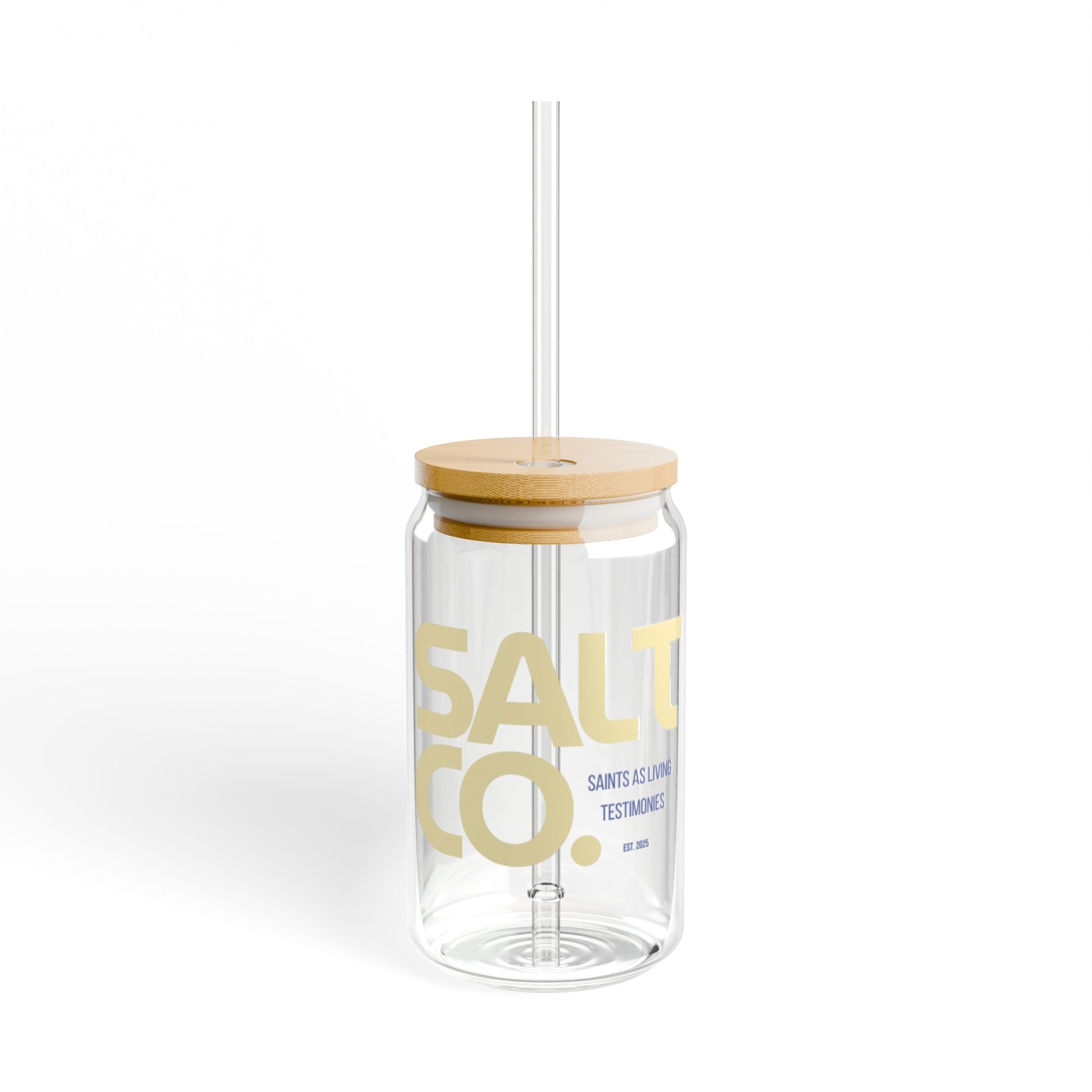 Salt Co. 16oz Bamboo Lid Sipper Glass with Straw