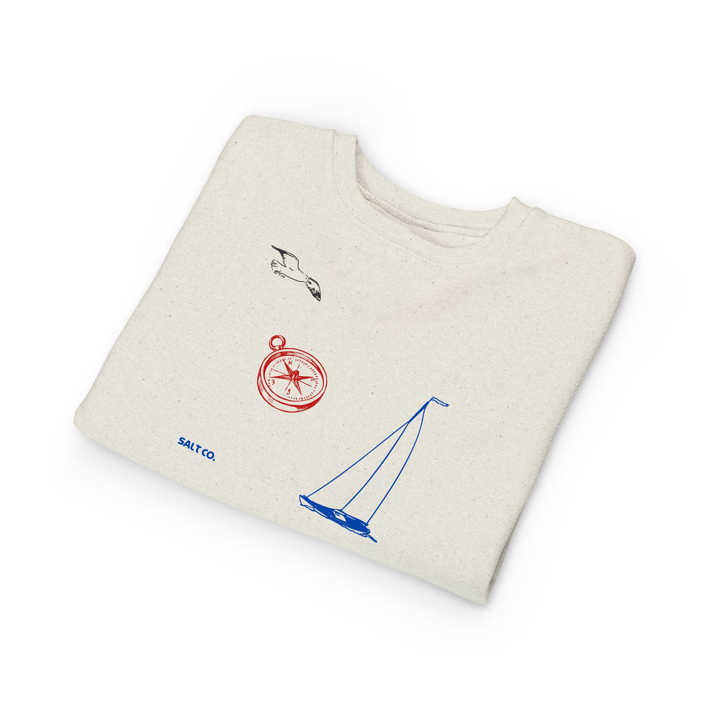 Nautical Toddler Sweatshirt – Sailboat & Compass Kids Pullover